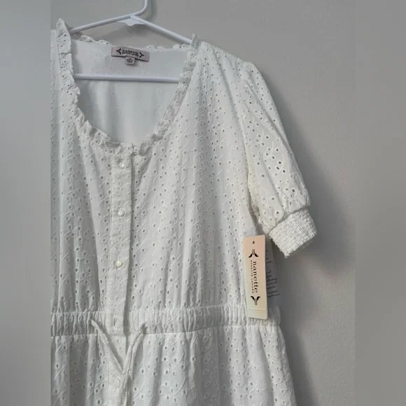 Nanette Lepore Mila Eyelet Mini Dress White Size 12, new with tag - Picture 4 of 8